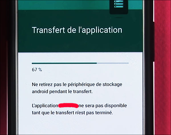 Transfert de l'application (Android)