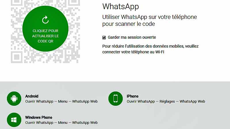 La version web de Whatsapp