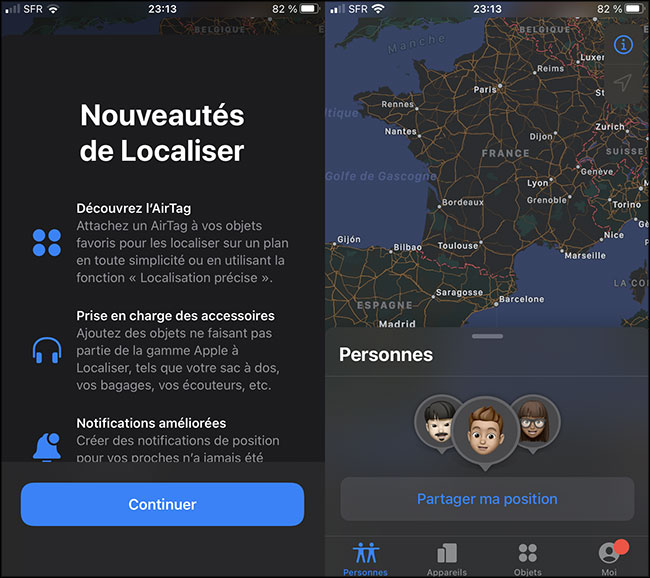 La nouvelle application "Localiser" sur iPhone