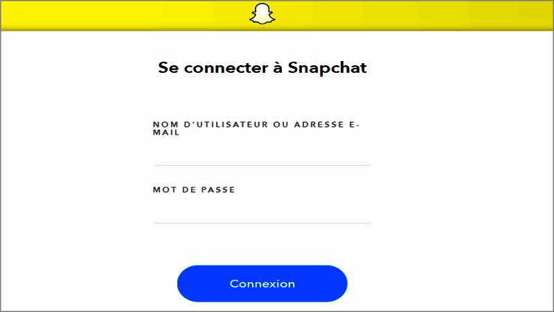 Page de connexion à Snapchat