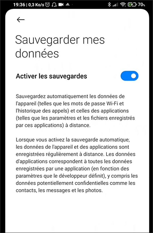 sauvegarder donnees android