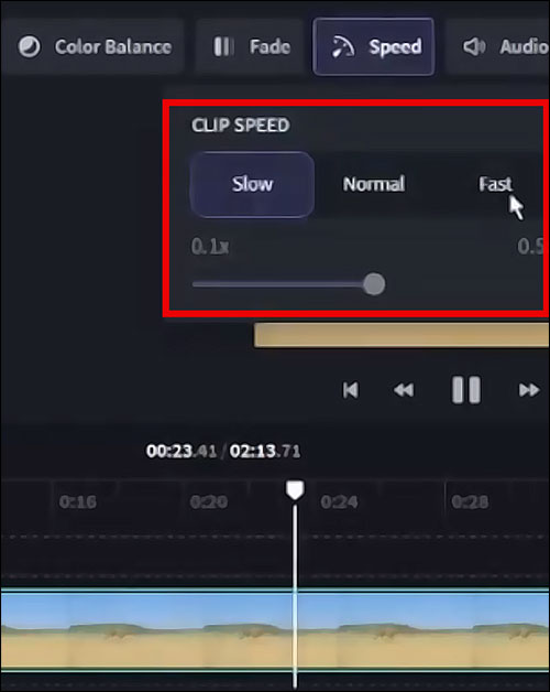regler vitesse video avec clipchamp