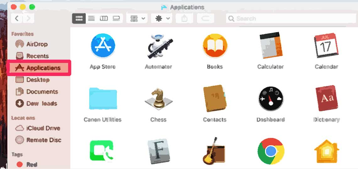 Capture d’écran d'un dossier Applications d'ordinateur.