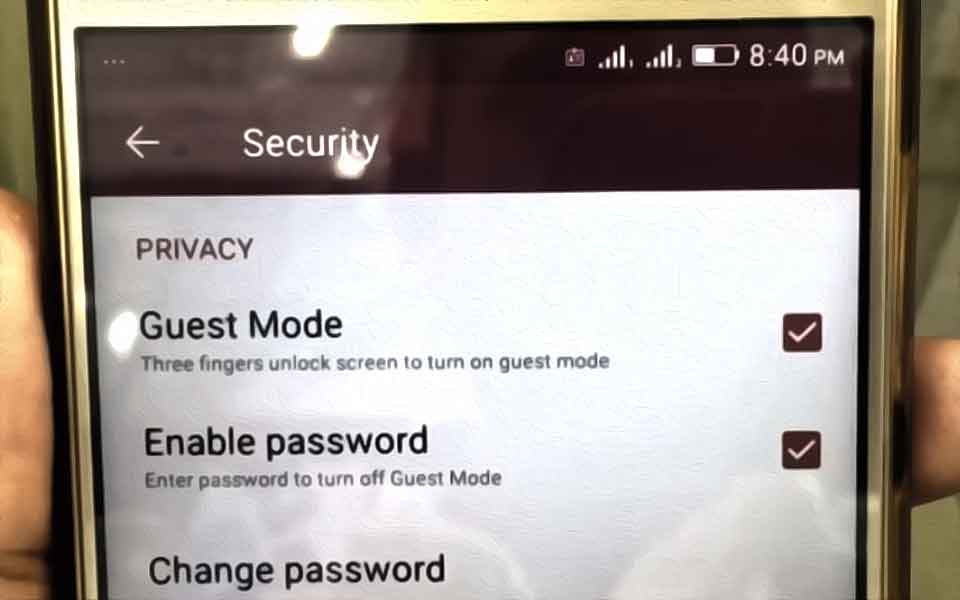 Le Guest Mode sur Android dans la rubrique "Security"