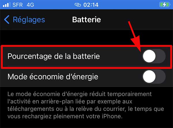 Afficher le pourcentage de la batterie sur un iPhone 8