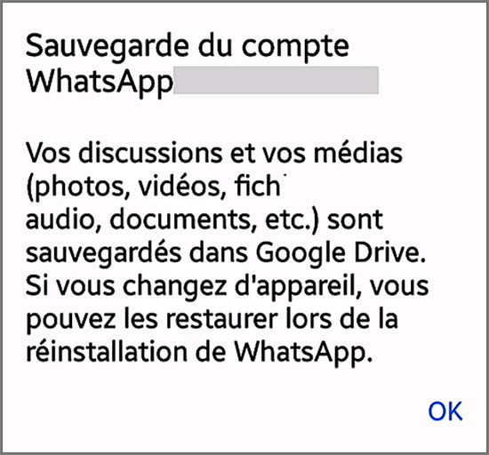 Sauvegarde du compte Whatsapp