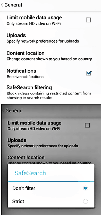 activer SafeSearch sur Youtube