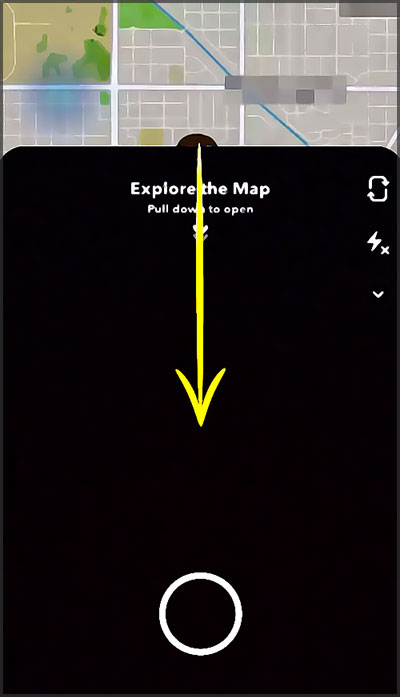 Snap Map tirer vers le bas écran appareil photo