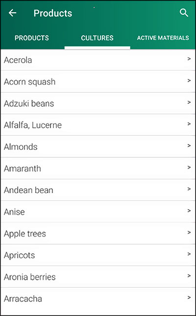 L'interface de l'application Agrobase