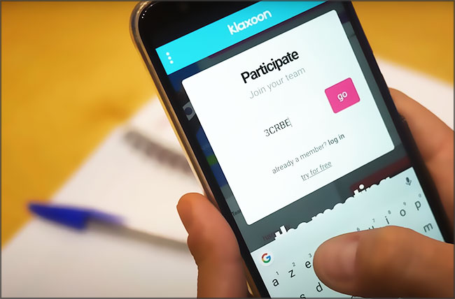 Envoyer un code depuis l'app Klaxoon pour participer aux réunions