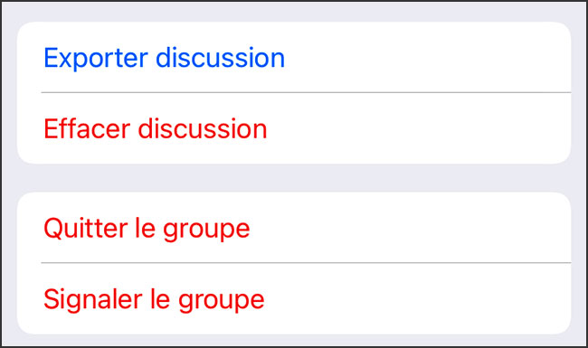 whatsapp quitter le groupe