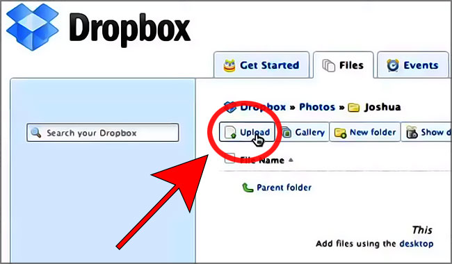 Dropbox upload