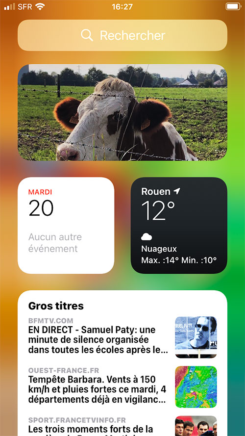L'écran des widgets sur iPhone avec iOS 14