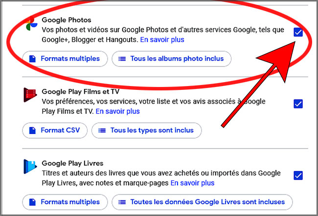 Exporter Google Photos uniquement (ou pas)