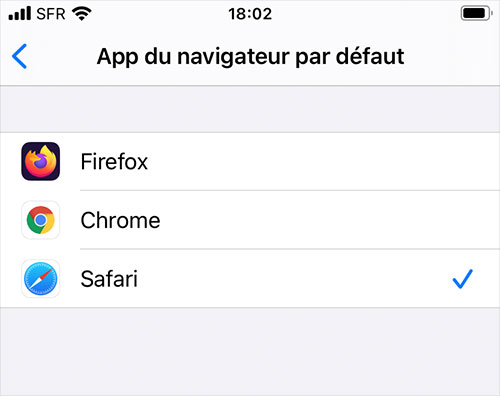 iOS 14 : Application du navigateur par défaut