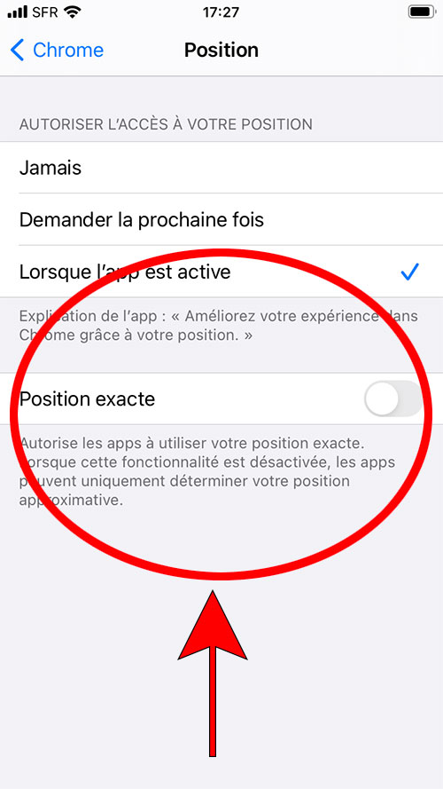 Activer la position approximative sur iOS 14