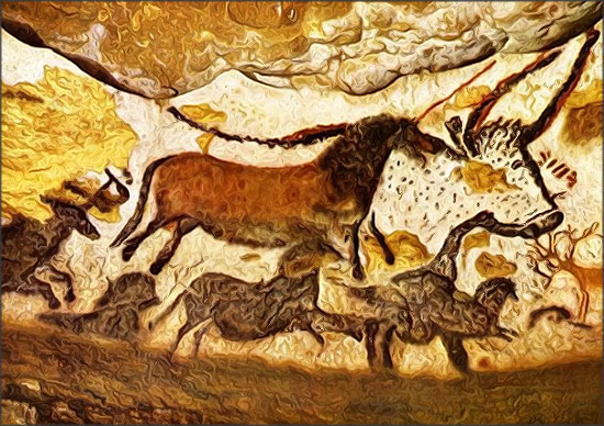 Peinture préhistorique sur le paroi des grottes
