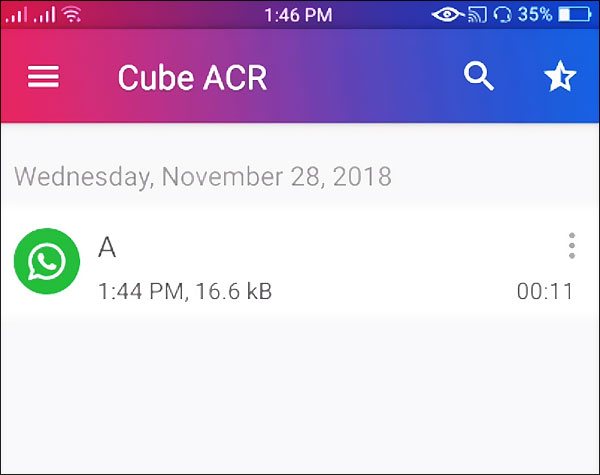 Enregistrement d'un appel Whatsapp par l'application Cube ACR
