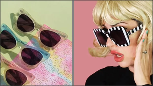 Exemples de filtres Instagram : une influenceuse porte des lunettes avec une allure sixties