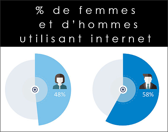 Graphique : Pourcentage de femmes et d'hommes utilisant internet