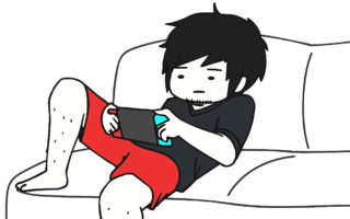Je m'ennuie et je joue devant ma Nintendo Switch (dessin)