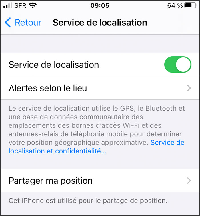 Le service de localisation sur iPhone
