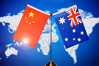 Drapeau australien et chinois