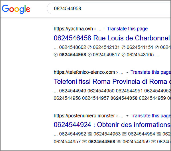 Rechercher un numéro de téléphone sur Google