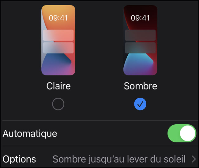Activer le mode sombre (OLED)