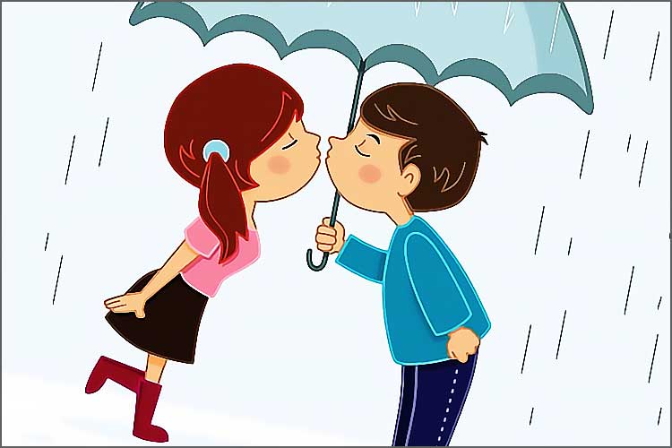 couple amoureux s embrasse sous la pluie