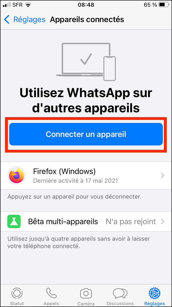 Connecter whatsapp a un autre appareil