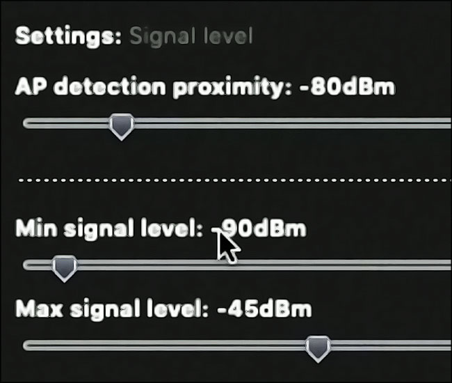 Paramètres de NetSpot : Signal level