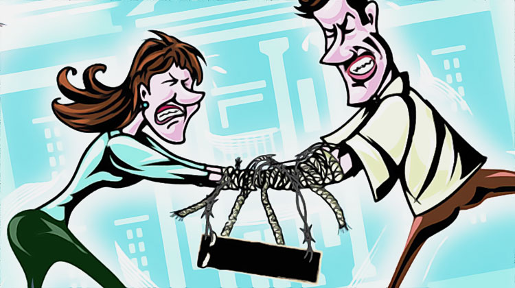 Dispute entre une femme et son mari (cartoon)