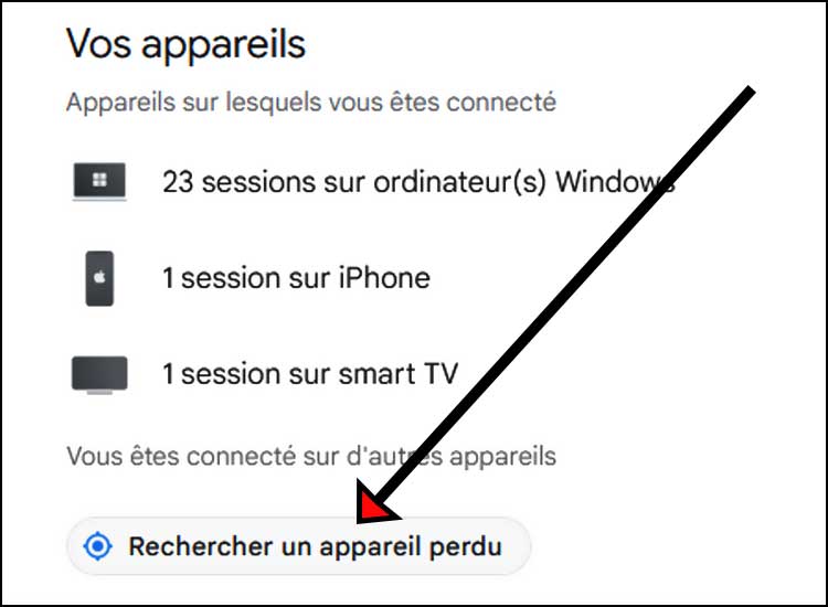 google rechercher un appareil perdu