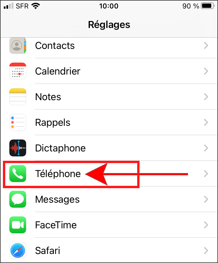 iphone / Réglages / Telephone
