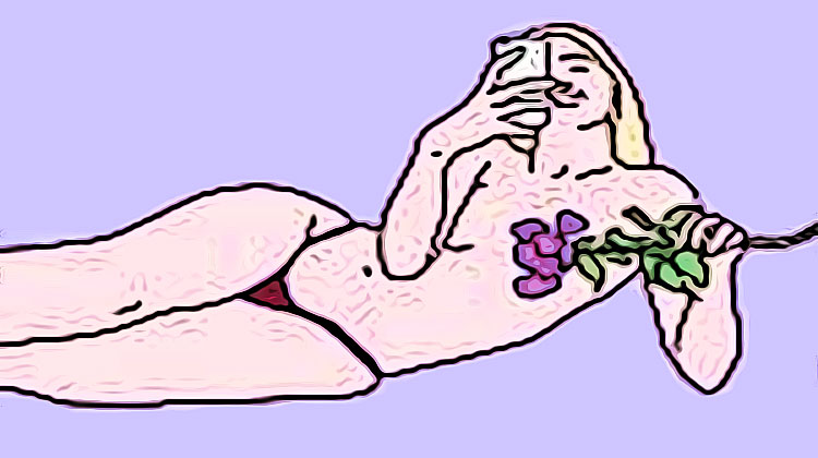 femme nue devant son telephone