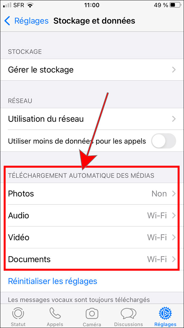 whatsapp telechargement automatique des medias