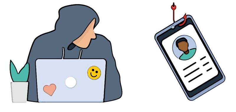 deux icones de hackers et hameconnage