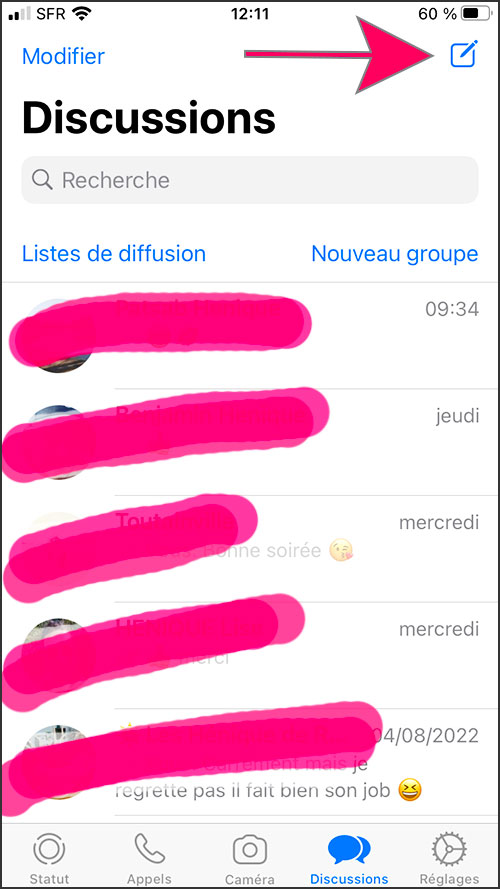 whatsapp engager une nouvelle discussion