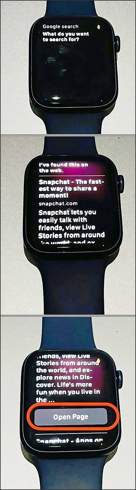 acceder a snapchat sur une montre apple watch