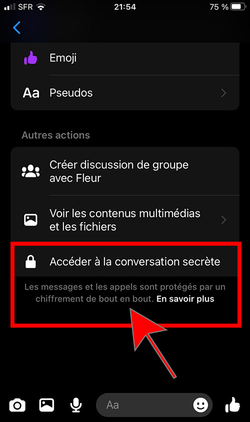 messenger acceder a la conversation secrete