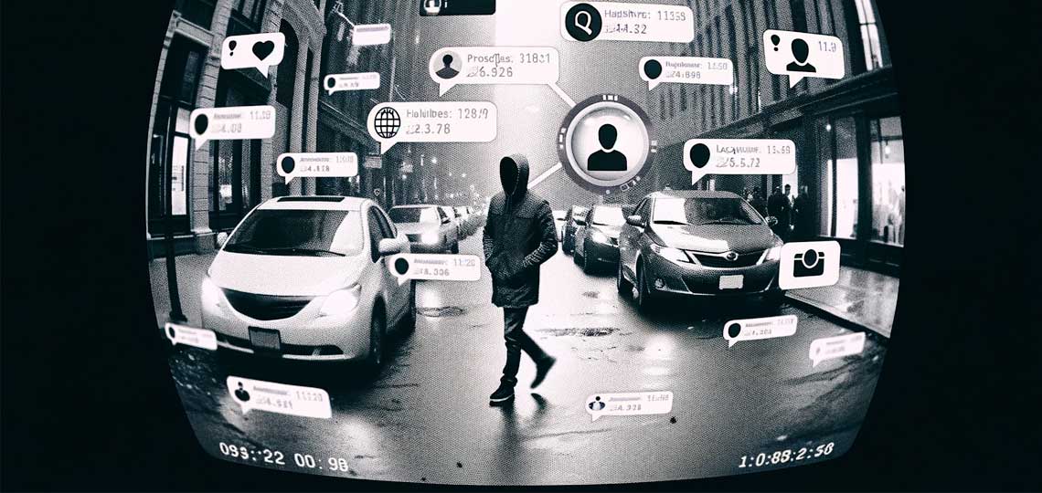 photo de videosurveillance montrant un espion dans la rue