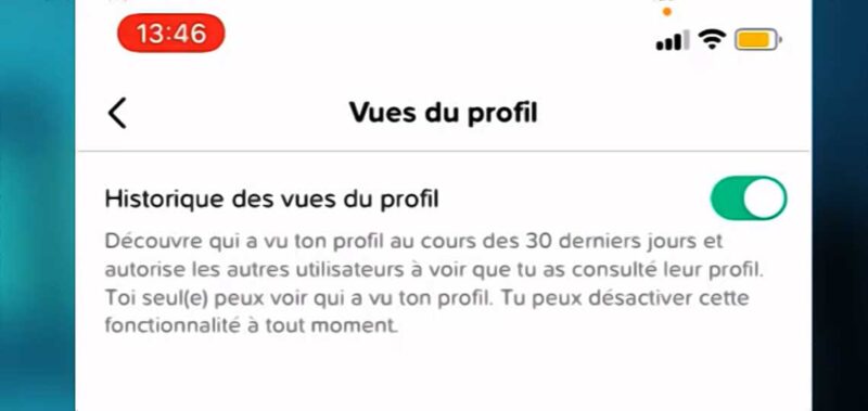 historique des vues du profil