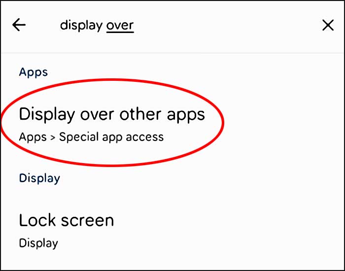 display over other apps