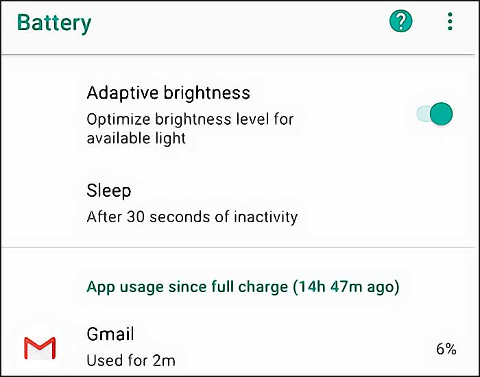 menu battery android
