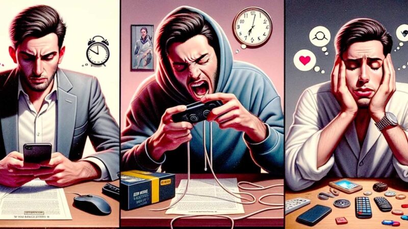 hommes dans differentes situations expliquant pourquoi ils ne repondent pas aux sms