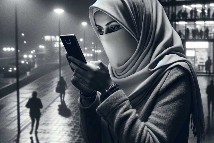 femme voilee espionne la rue videosurveillance