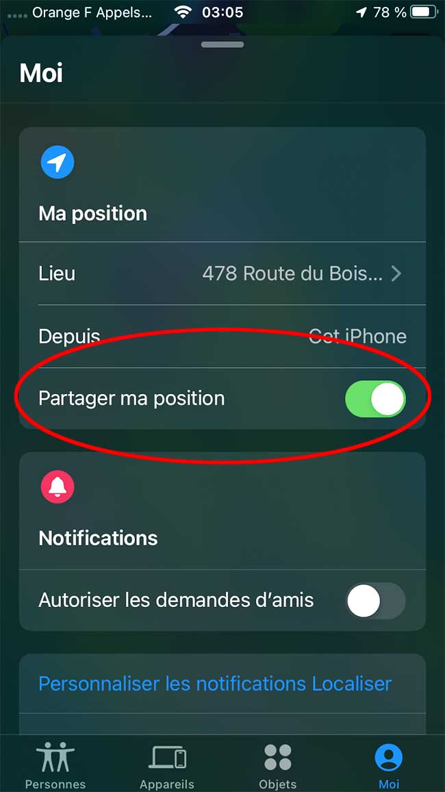 localiser partager ma position