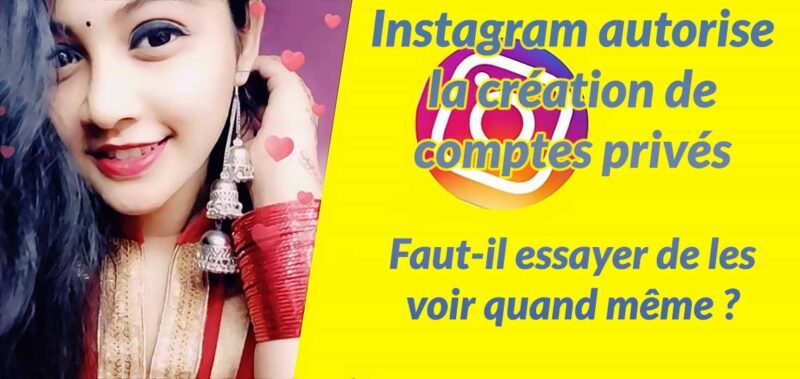 Jeune femme souriante, logo Instagram et question sur confidentialité.