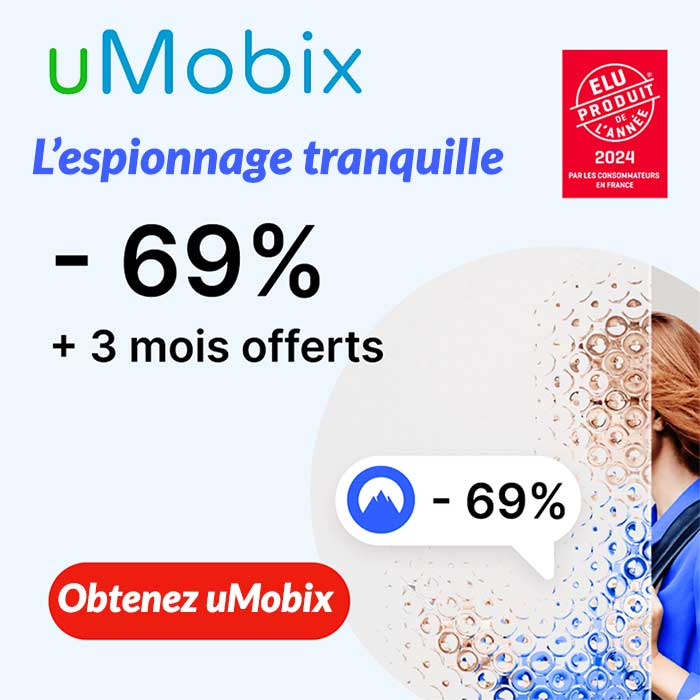 Publicité uMobix, réduction 69%, 3 mois gratuits.